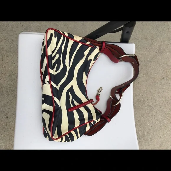 Dooney & Bourke Red and Black Zebra Shoulder Bag - Picture 3 of 4